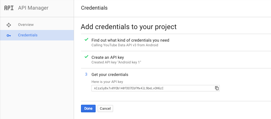 Add Credential Google Developer Console