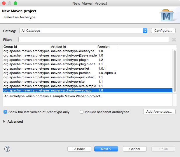 Create new eclipse maven project