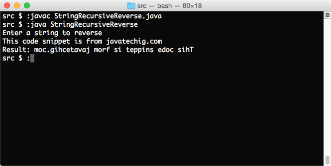 Reverse Java String using recursive method