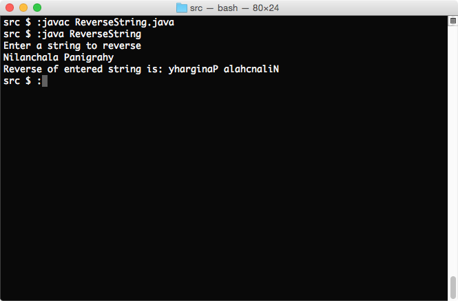 Reverse String in java