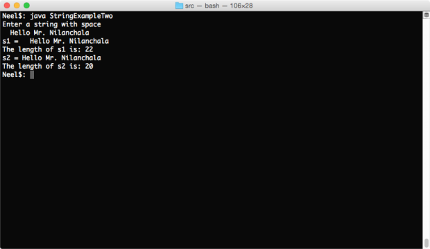 String length and trim string in java